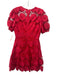Milly Size 4 Red Polyester Short Puff Sleeve Back Zip Knee Length Dress Red / 4