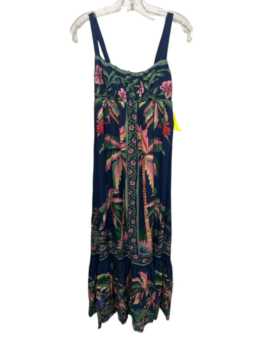 Farm Rio Size P / XS Blue, Green, Multi Viscose Palm Frond Print Maxi Dress Blue, Green, Multi / P / XS