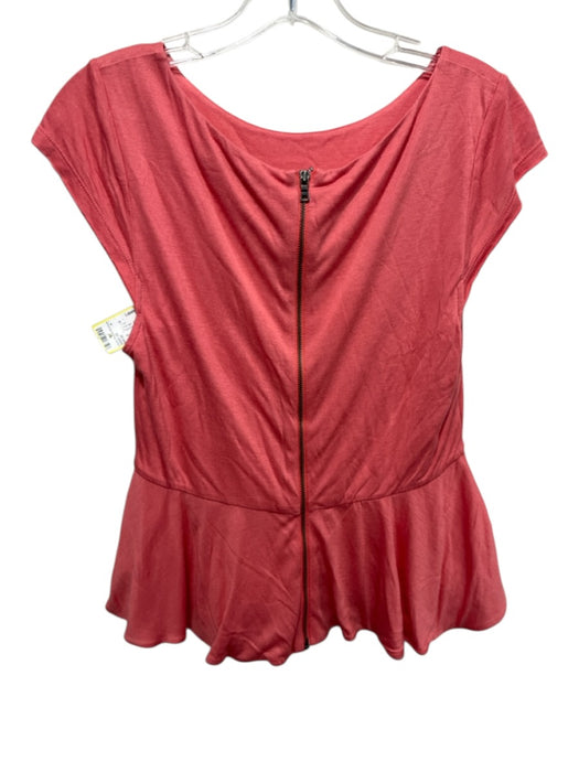 Alice + Olivia Size S Orange Rayon Back Zip Cap Sleeve Peplum Top Orange / S
