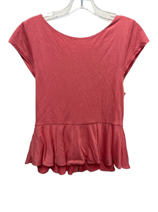 Alice + Olivia Size S Orange Rayon Back Zip Cap Sleeve Peplum Top Orange / S
