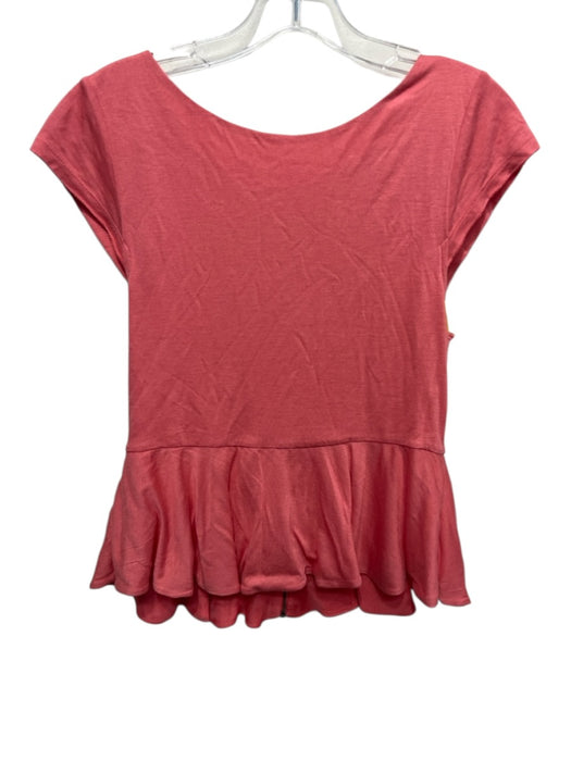 Alice + Olivia Size S Orange Rayon Back Zip Cap Sleeve Peplum Top Orange / S