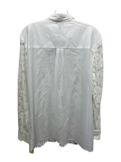 ATM Size M White Nylon Blend Lace Button Down Button Down Top White / M