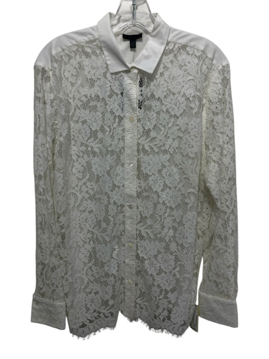 ATM Size M White Nylon Blend Lace Button Down Button Down Top White / M