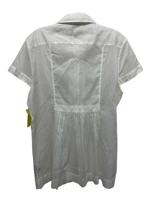 Burberry Brit Size L White Cotton Semi Sheer Quarter Button Pintuck Top White / L