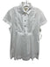 Burberry Brit Size L White Cotton Semi Sheer Quarter Button Pintuck Top White / L