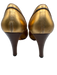 Gucci Shoe Size 6.5 Gold Leather Loafer Stacked Heel Pumps Gold / 6.5