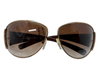 Prada Brown & Gold Metal & Acetate Wire Frame Gradient Lens Aviator Sunglasses Brown & Gold