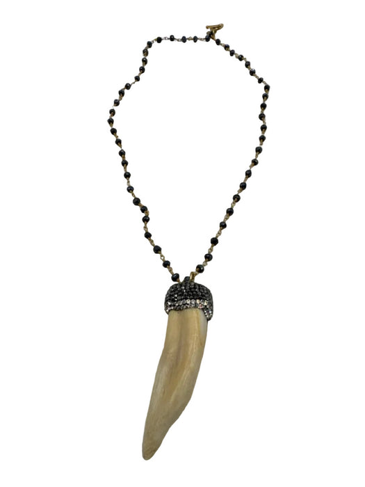 Ivory, Black, Gold Bone Gold Fill Pave Diamonds Toggle Necklace