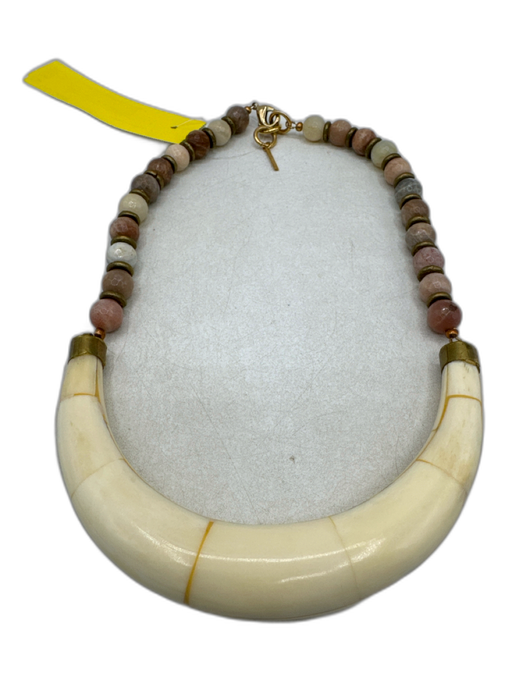 Shiver + Duke ivory, red, gray Horn Agate Bead Spacer Beads Necklace ivory, red, gray