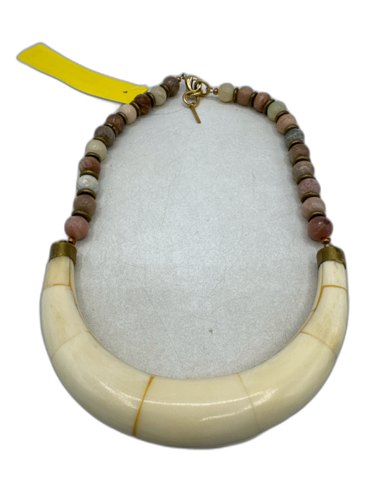 Shiver + Duke ivory, red, gray Horn Agate Bead Spacer Beads Necklace ivory, red, gray