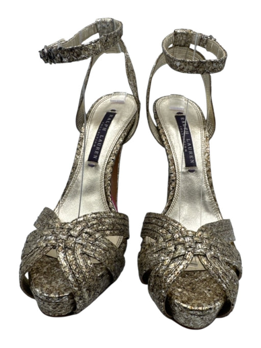 Ralph Lauren Collection Shoe Size 6.5 Champagne Gold Leather Upper Sandals Champagne Gold / 6.5