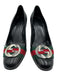 Gucci Shoe Size 6.5 Black, Green & Red Leather Upper Gucci Web Block heel Pumps Black, Green & Red / 6.5