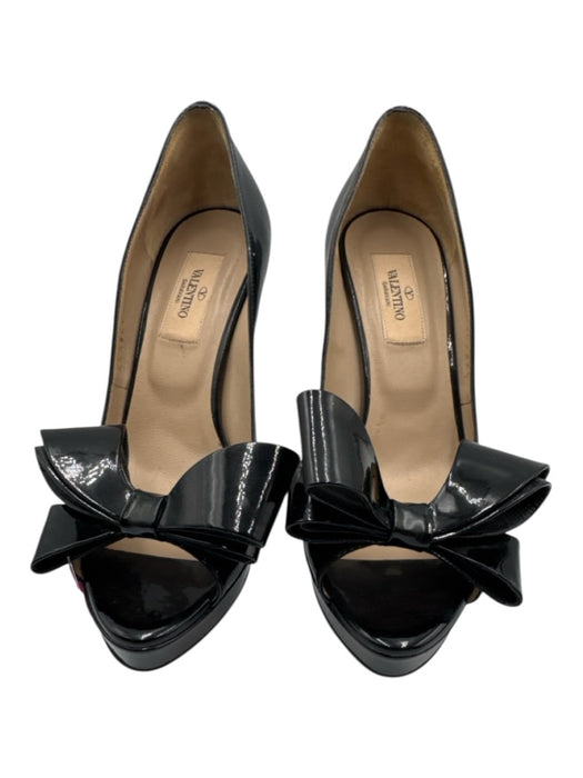 Valentino Garavani Shoe Size 36.5 Black Leather Upper Patent Bow Detail Pumps Black / 36.5