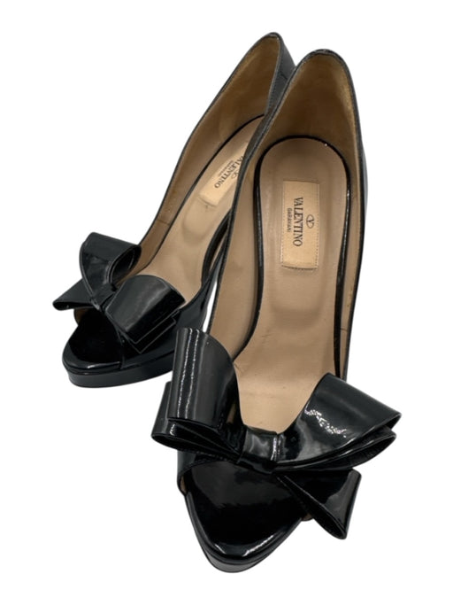 Valentino Garavani Shoe Size 36.5 Black Leather Upper Patent Bow Detail Pumps Black / 36.5
