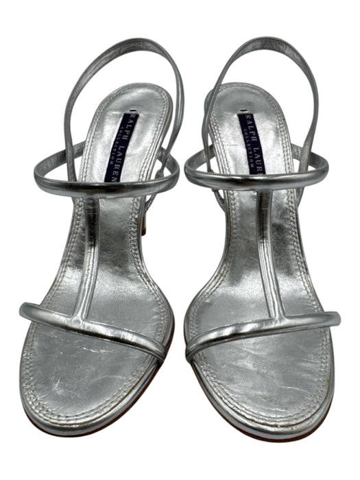 Ralph Lauren Collection Shoe Size 7 Silver Leather Upper Metallic Caged Sandals Silver / 7