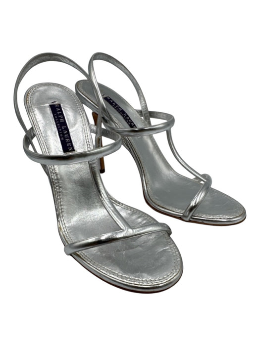 Ralph Lauren Collection Shoe Size 7 Silver Leather Upper Metallic Caged Sandals Silver / 7