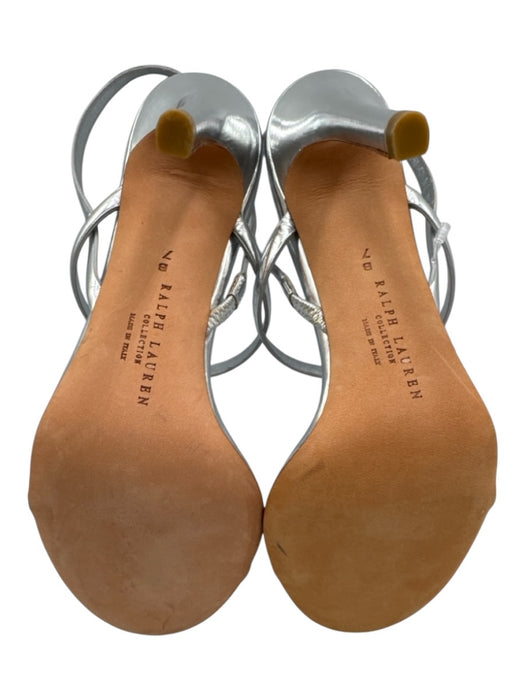Ralph Lauren Collection Shoe Size 7 Silver Leather Upper Metallic Caged Sandals Silver / 7