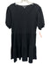 Saks Fifth Ave Size S Black Cotton Short Puff Sleeve V Neck Knee Length Dress Black / S