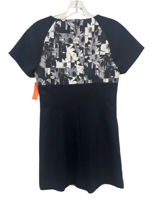 Tibi Size 4 Black, White, Pink Cotton Short Sleeve Abstract Design Dress Black, White, Pink / 4