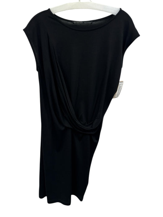 ALLSAINTS Size 2 Black Viscose Sleeveless Boat Neck Asymmetric Cross Front Dress Black / 2