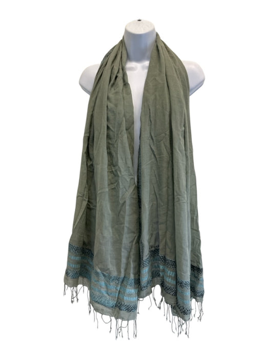 Barbara Bui Muted Green & multi Cotton Frayed Hem Snake Print scarf Muted Green & multi