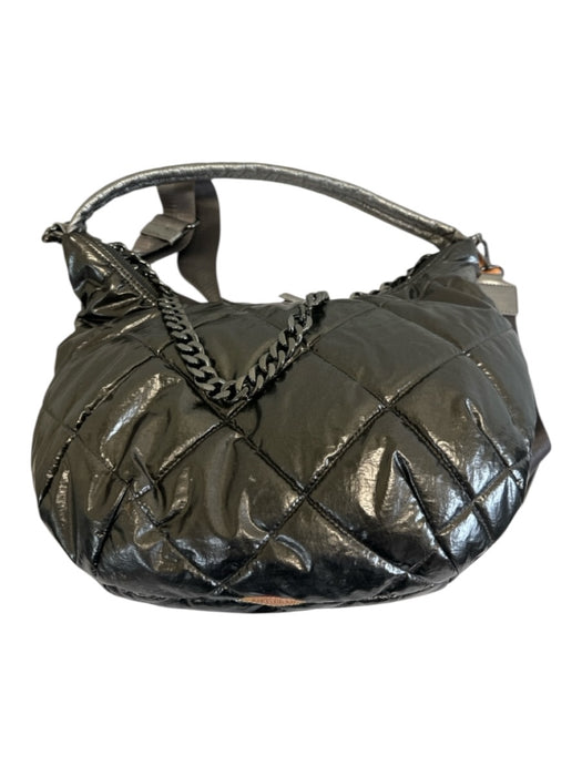 MZ Wallace Silver Synthetic Zip Close Metallic Quilted Crossbody Bag Silver / S