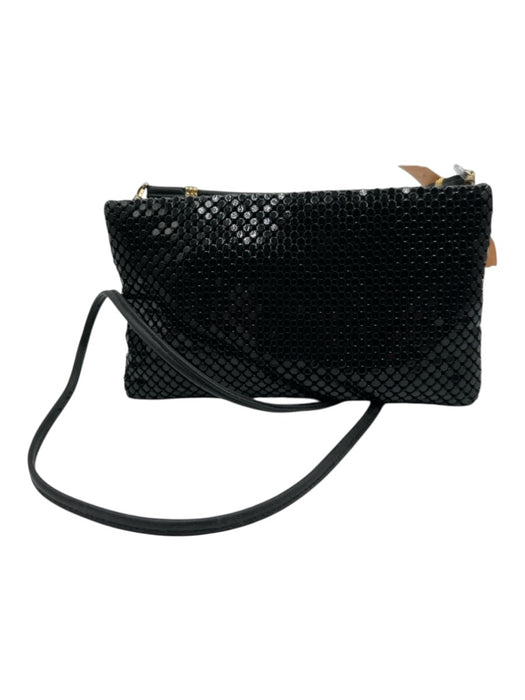Whiting & Davis Black Crossbody Zip Close Metal Mesh Bag Black