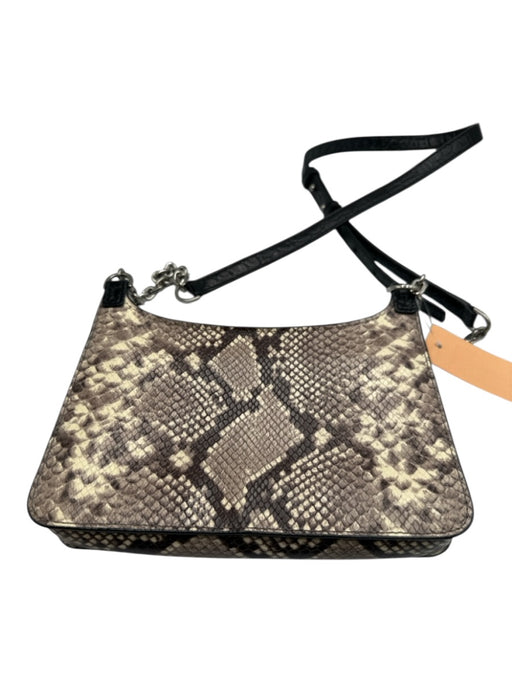 Michael Kors Black & Grey Leather Turnlock Crossbody Snake Print Bag Black & Grey