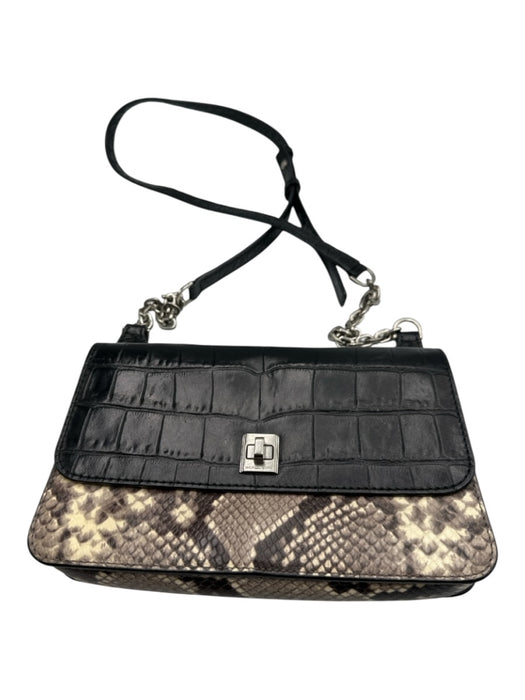 Michael Kors Black & Grey Leather Turnlock Crossbody Snake Print Bag Black & Grey