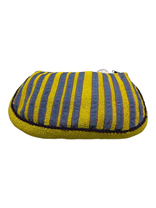 Jasper and Jeera Yellow & Blue Textile Zip Close Embellished Clutch Yellow & Blue