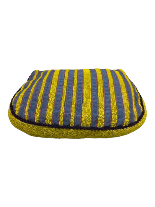 Jasper and Jeera Yellow & Blue Textile Zip Close Embellished Clutch Yellow & Blue