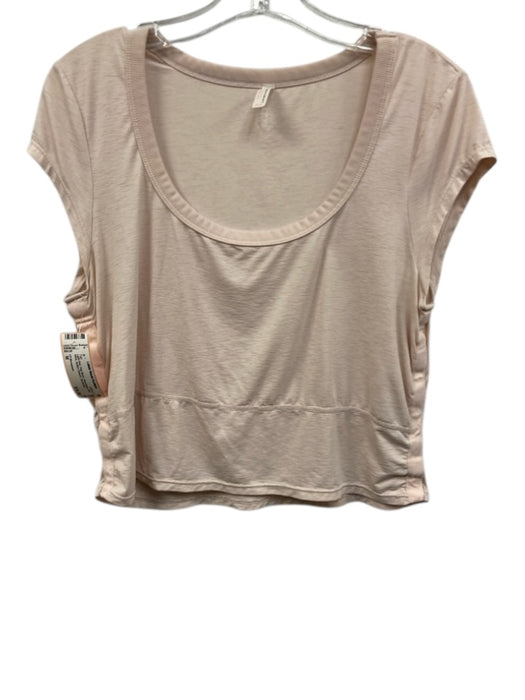 FP Movement Size M Light Pink Poly Blend Sleeveless Boat Neck Button Closure Top Light Pink / M