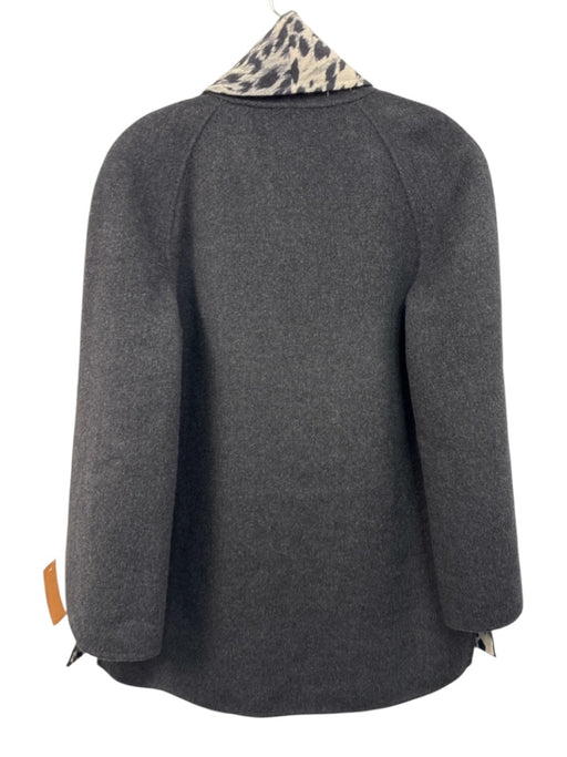 St John Size S Black & Grey Wool & Angora Open Front Wide Sleeve Leopard Coat Black & Grey / S