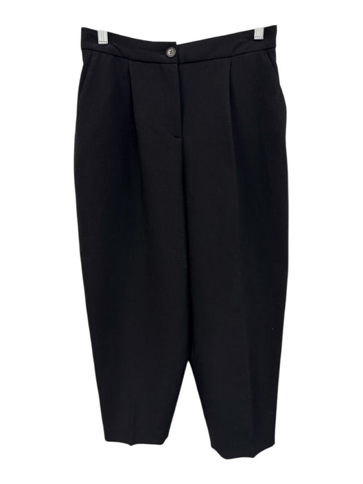 Zara Size S Black Polyester Zip & Button Pleat Detail Barrel Pants Black / S