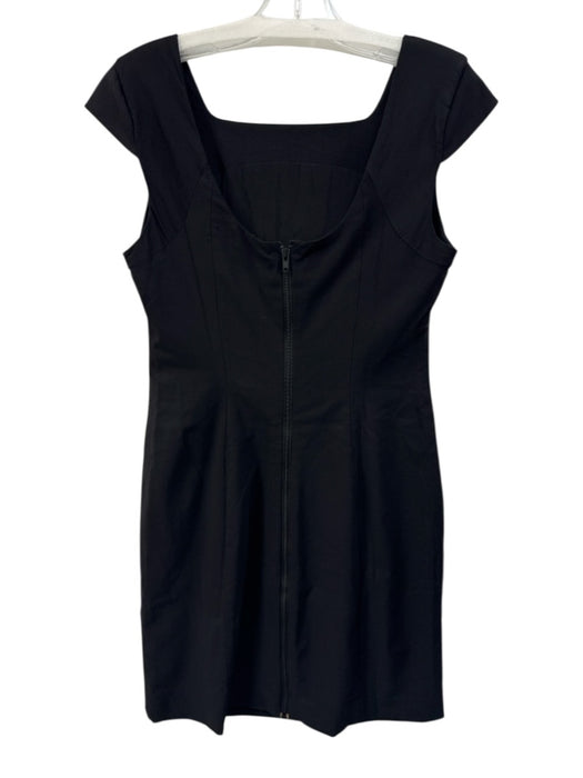 Helmut Lang Size 4 Black Viscose Blend Zip Back Sleeveless Knee Length Dress Black / 4