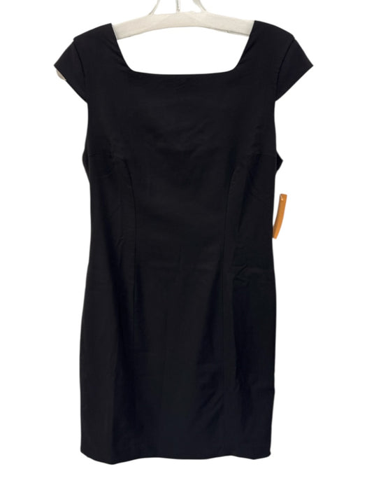 Helmut Lang Size 4 Black Viscose Blend Zip Back Sleeveless Knee Length Dress Black / 4