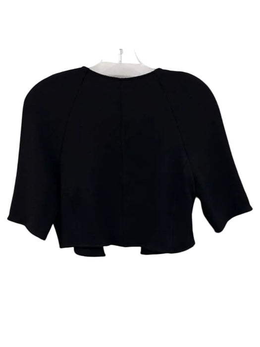 Carmen Marc Valvo Size 6 Black Wool Short Sleeve Bolero Top Black / 6