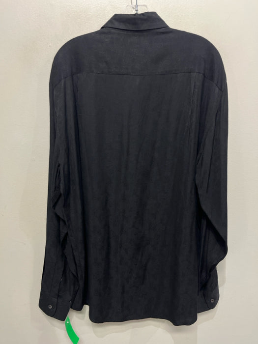 Zanella Size L Black Acetate Blend All Over Print Button Down Long Sleeve Shirt