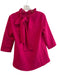 Pomander Place Size XS Pink Polyester Ruffle Collar Tie Detail 3/4 Sleeve Top Pink / XS