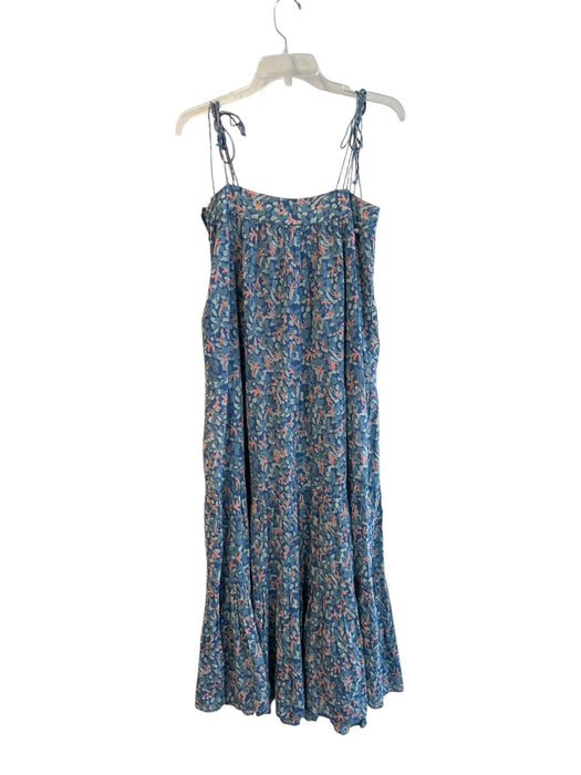Mirth Size XS Blue & Multi Cotton Spaghetti Strap Abstract Print Tiered Dress Blue & Multi / XS