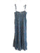 Mirth Size XS Blue & Multi Cotton Spaghetti Strap Abstract Print Tiered Dress Blue & Multi / XS