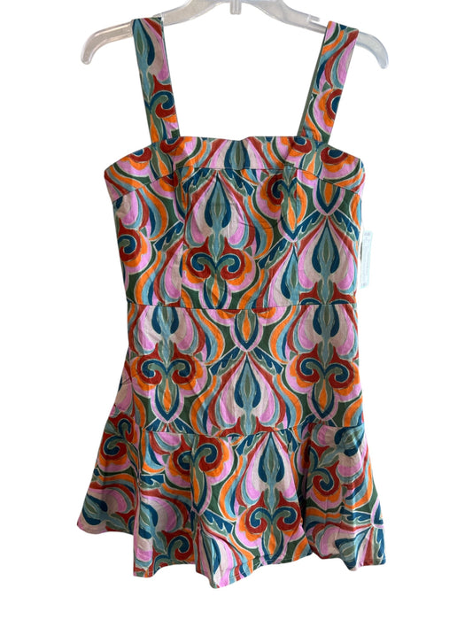 Sincerely Curs Size S Pink Green & Multi Rayon Square Neck Abstract Dress Pink Green & Multi / S