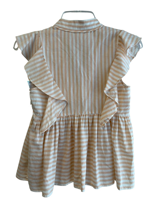 Marie Oliver Size XXS Pink & White Silk & Cotton Short Sleeve Striped V Neck Top Pink & White / XXS