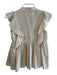 Marie Oliver Size XXS Pink & White Silk & Cotton Short Sleeve Striped V Neck Top Pink & White / XXS
