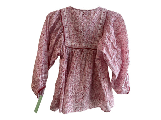 Cleobella Size XS Red & White Cotton Long Sleeve Floral Print V Neck Top Red & White / XS