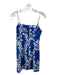 Rhode Size 4 Blue & White Linen All Over Print Spaghetti Strap Back Zip Dress Blue & White / 4