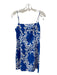 Rhode Size 4 Blue & White Linen All Over Print Spaghetti Strap Back Zip Dress Blue & White / 4