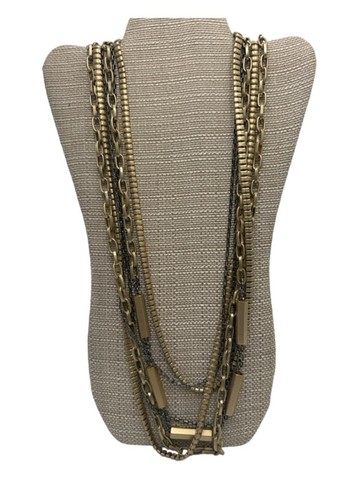 Tory Burch Gold & Black Black Bow Multi Chain Gunmetal Necklace Gold & Black