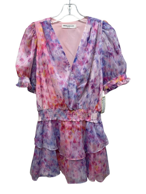 Amanda Uprichard Size XS Purple Pink & Blue Polyester Chiffon Mini Dress Purple Pink & Blue / XS