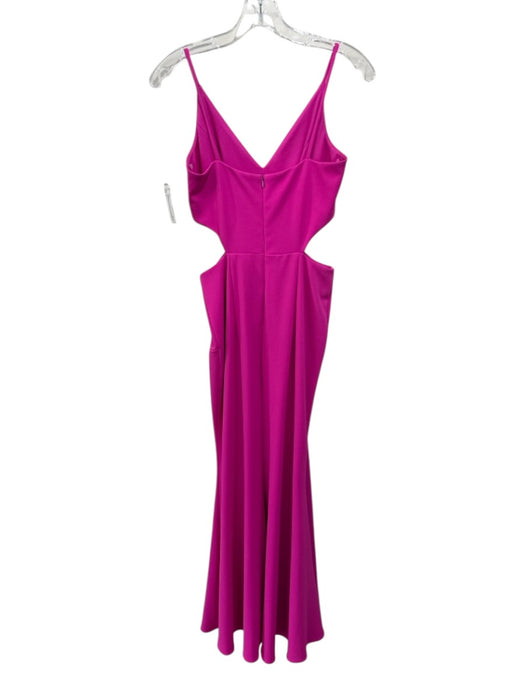 Aqua Size 6 Hot pink Poly Blend Cut Out Spaghetti Strap Mermaid V Neck Gown Hot pink / 6